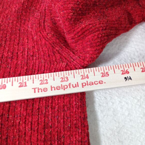 Sigrid Olsen Sport Red Chenille Sweater L Nordic Tree Knit Pullover Christmas - Picture 12 of 14